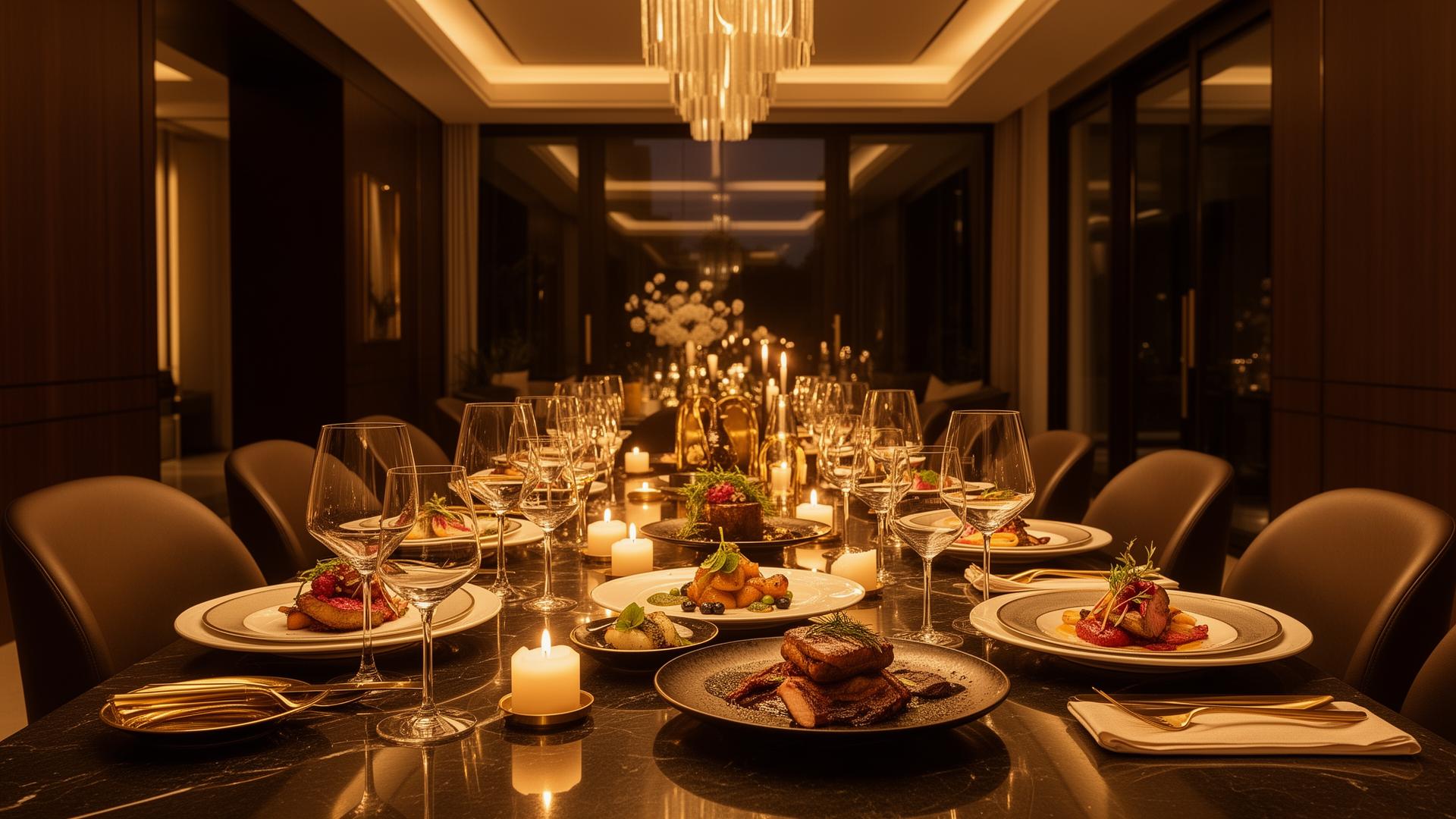 Elegant private dinner party setting