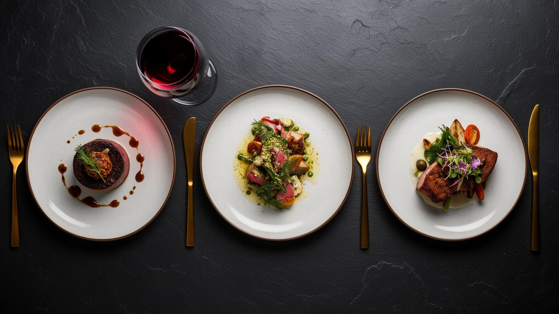 Three plated tasting menu courses